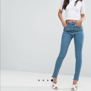 ASOS TALL, High Waisted Mom Jeans w/ Frayed Hem